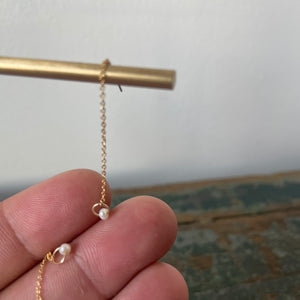 Pearl 14k Gold Fill Threader Earrings by 8.6.4 Design