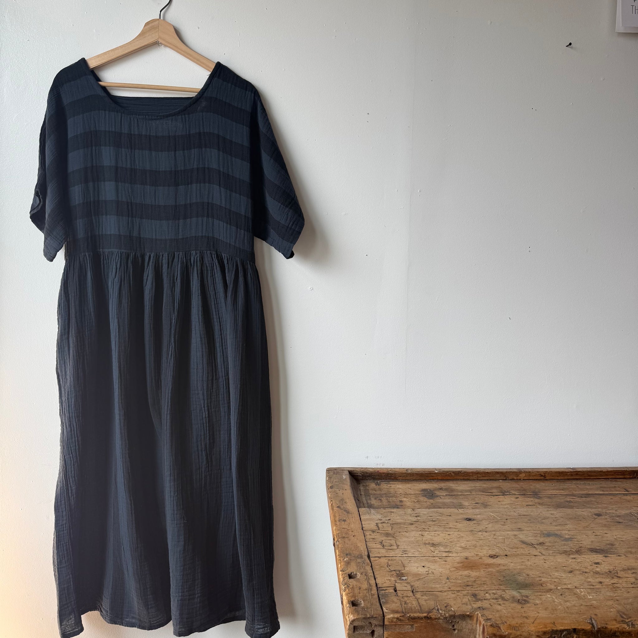 Perry Dress in Faded Black and Black Stripe by Curator – Upstate MN