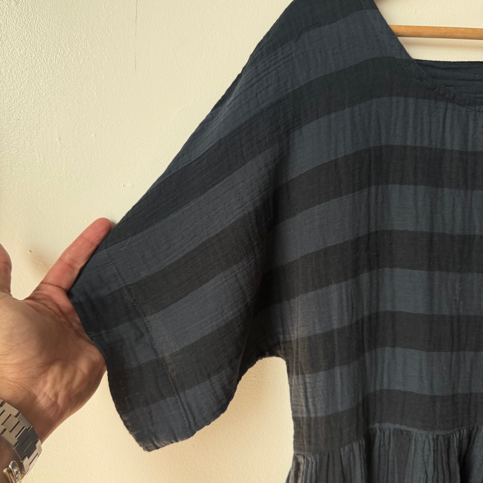 Perry Dress in Faded Black and Black Stripe by Curator – Upstate MN