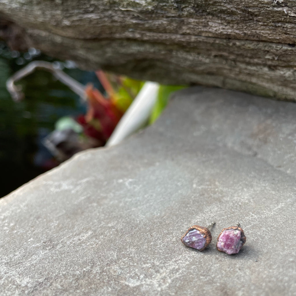 Raw Ruby Stud Earrings by Hawkhouse