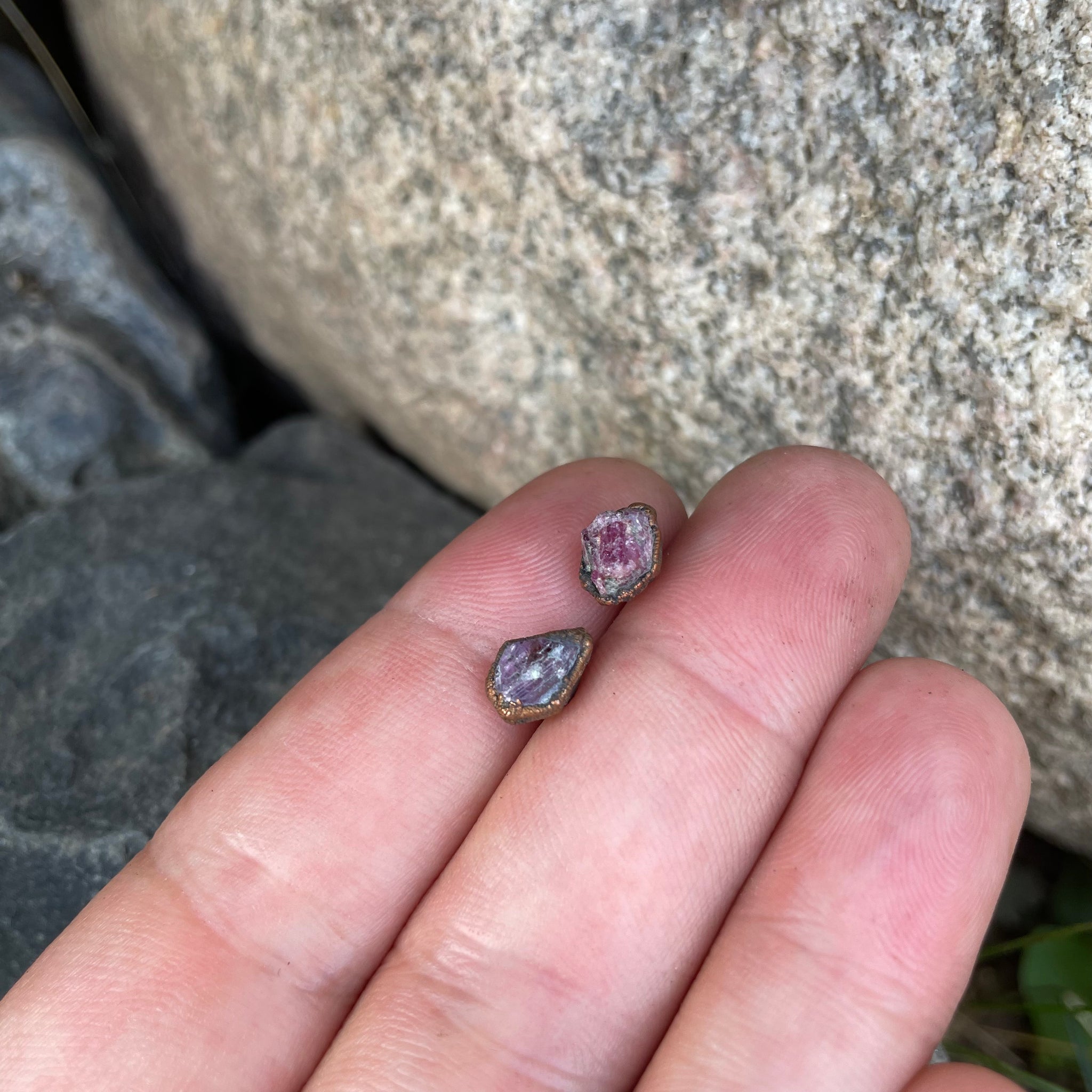 Raw Ruby Stud Earrings by Hawkhouse