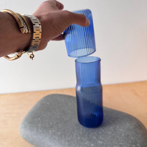 Ribbed Glass Carafe in Pool by GRY MATTR