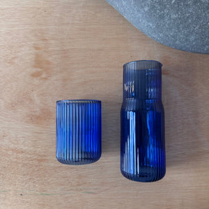Ribbed Glass Carafe in Pool by GRY MATTR