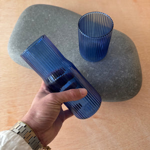 Ribbed Glass Carafe in Pool by GRY MATTR