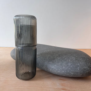 Ribbed Glass Carafe in Smoke by GRY MATTR