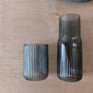 Ribbed Glass Carafe in Smoke by GRY MATTR