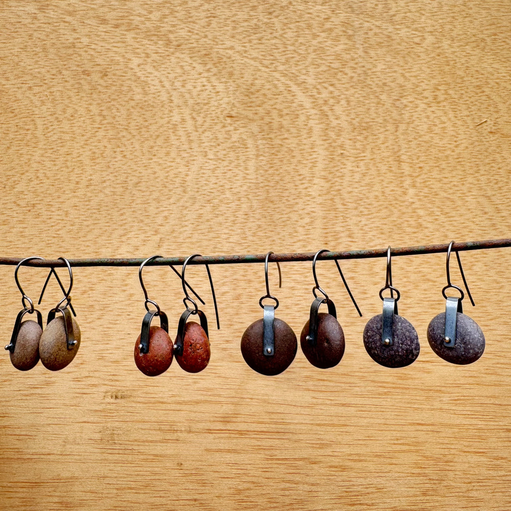 Rivet Stone Earrings by Lakestone Jewelry