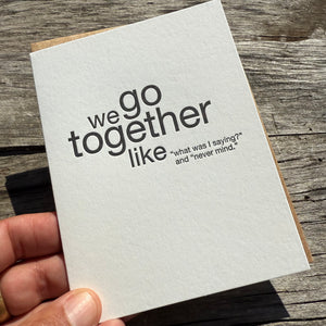 Saying Never Mind Letterpress Greeting Card by Sapling Press
