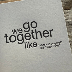 Saying Never Mind Letterpress Greeting Card by Sapling Press