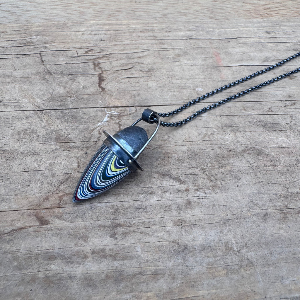 Small Set Fordite Necklace By Lakestone Jewelry