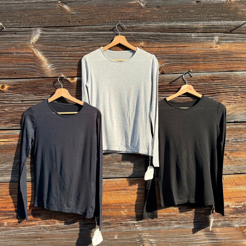 Silk Cashmere Blend Long Sleeve Crew Neck Top