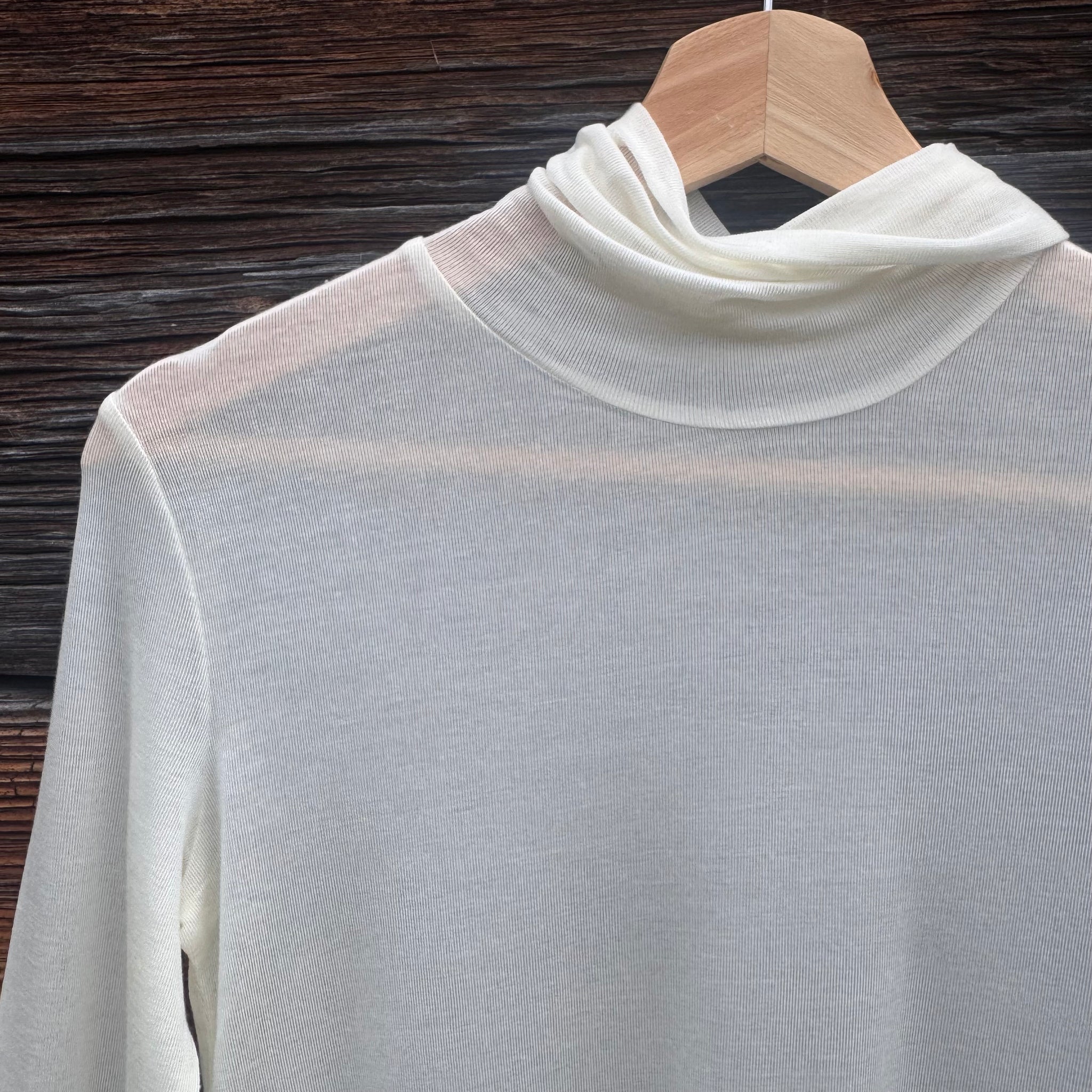 Silk Cashmere Blend Long Sleeve Turtle Neck Top