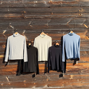 Silk Cashmere Blend Long Sleeve Turtle Neck Top