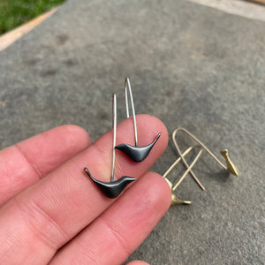 Simple Bird Dangle Earrings by Blackwing Metals