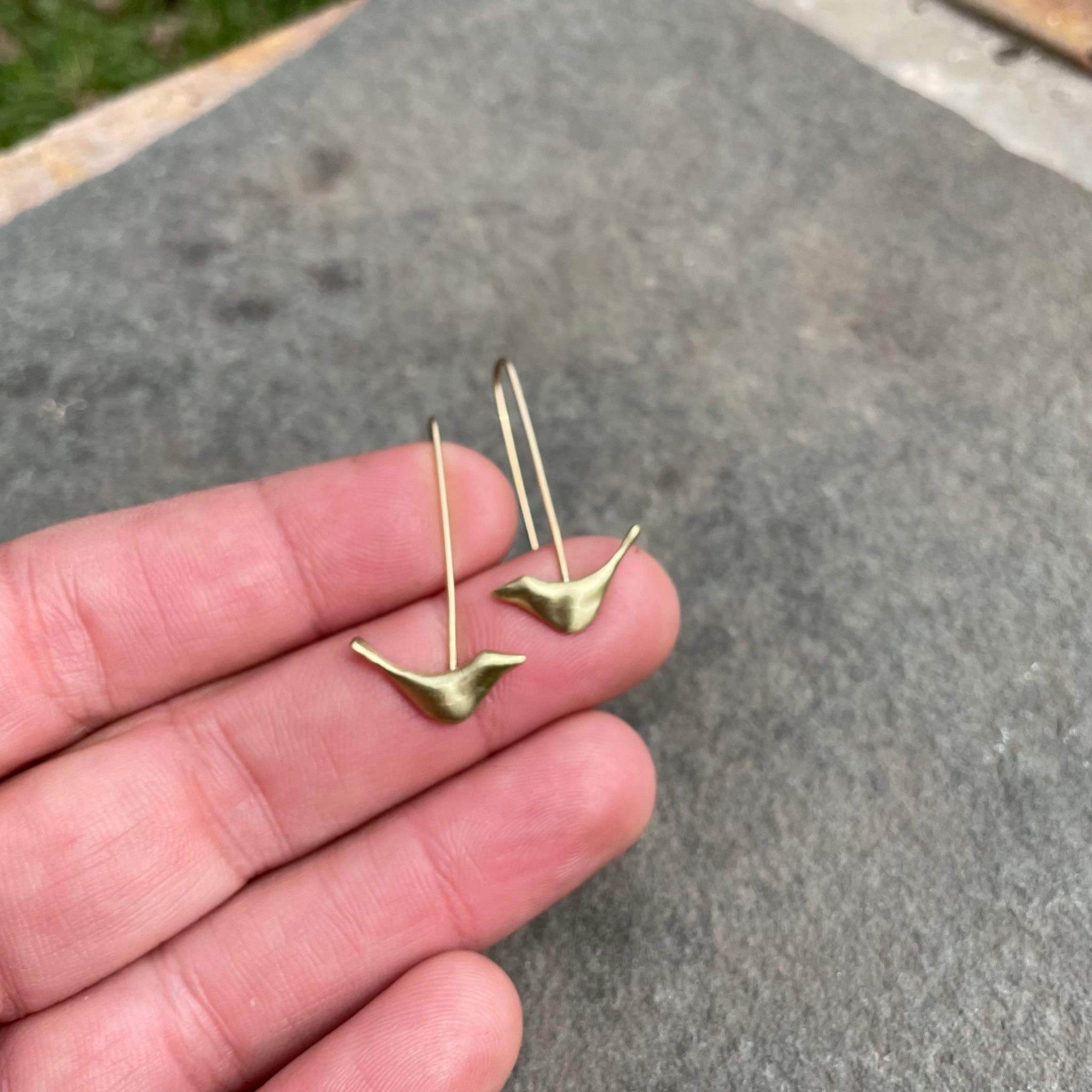 Simple Bird Dangle Earrings by Blackwing Metals