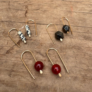 Simple Drop Gold Fill Earrings with Stone Bead by Jovy Rockey
