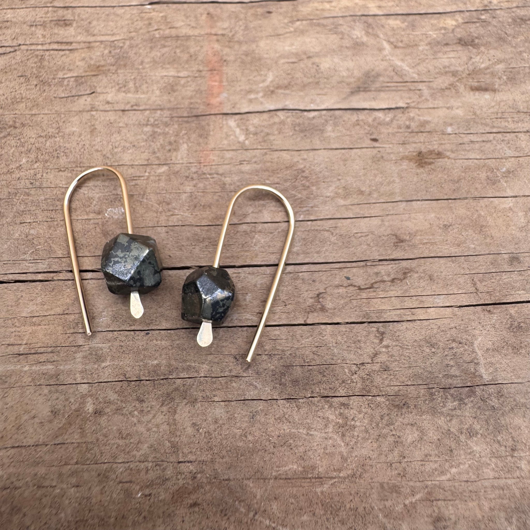 Simple Drop Gold Fill Earrings with Stone Bead by Jovy Rockey