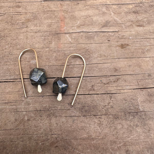 Simple Drop Gold Fill Earrings with Stone Bead by Jovy Rockey