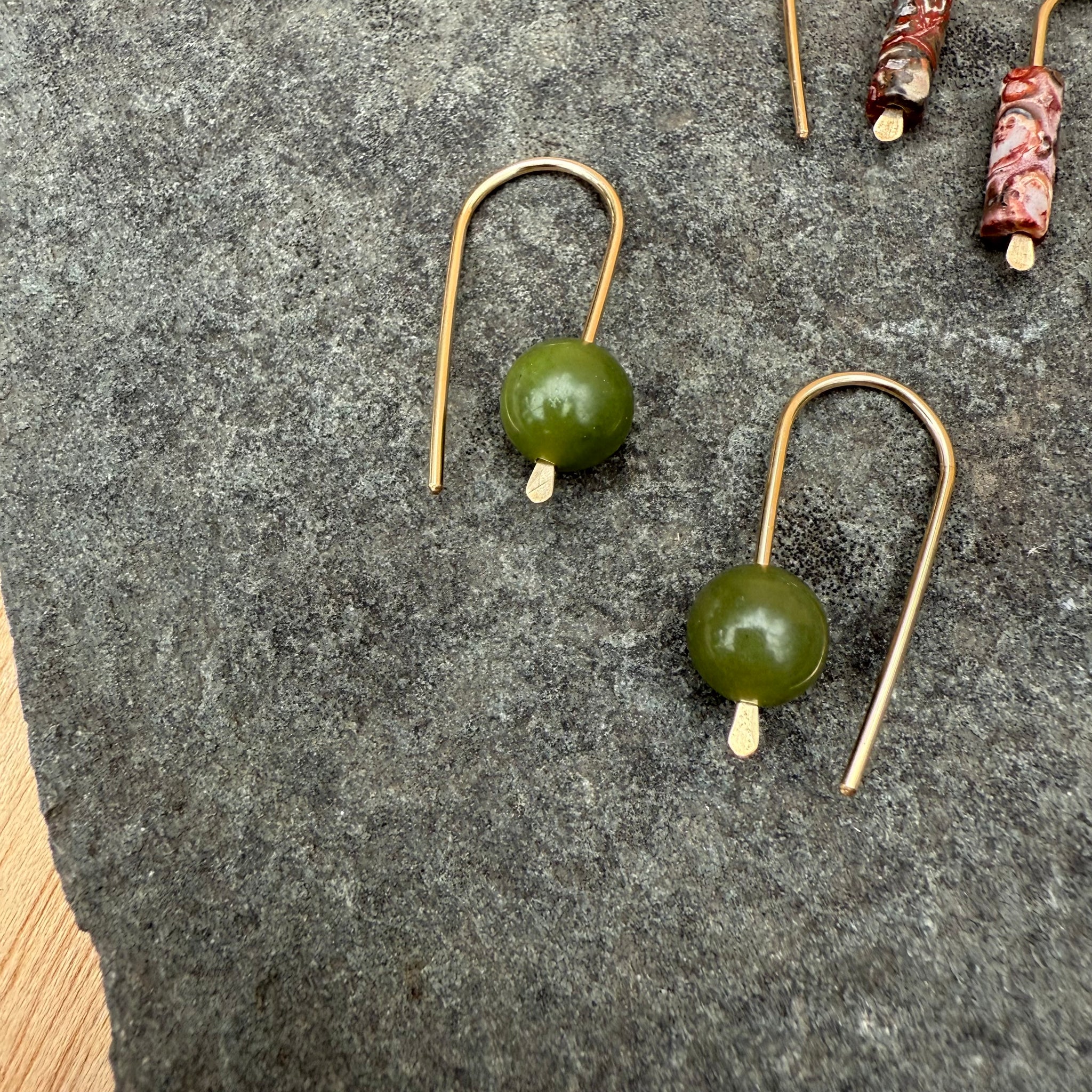 Simple Drop Gold Fill Earrings with Stone Bead by Jovy Rockey