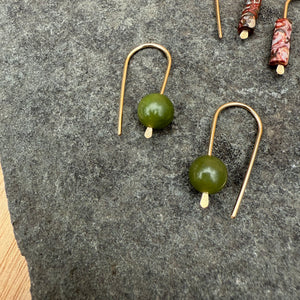 Simple Drop Gold Fill Earrings with Stone Bead by Jovy Rockey