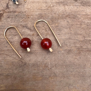 Simple Drop Gold Fill Earrings with Stone Bead by Jovy Rockey