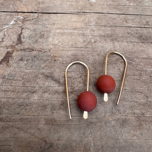 Simple Drop Gold Fill Earrings with Stone Bead by Jovy Rockey