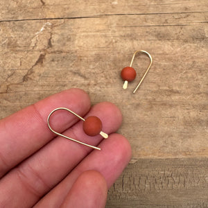 Simple Drop Gold Fill Earrings with Stone Bead by Jovy Rockey