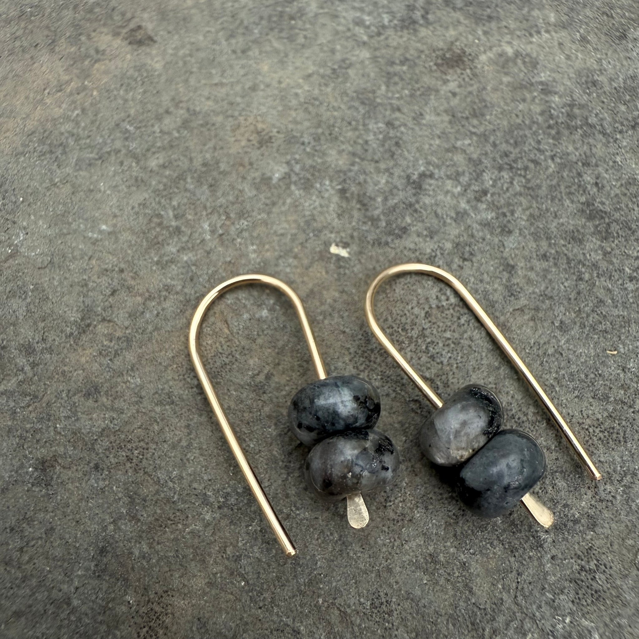 Simple Drop Gold Fill Earrings with Stone Bead by Jovy Rockey