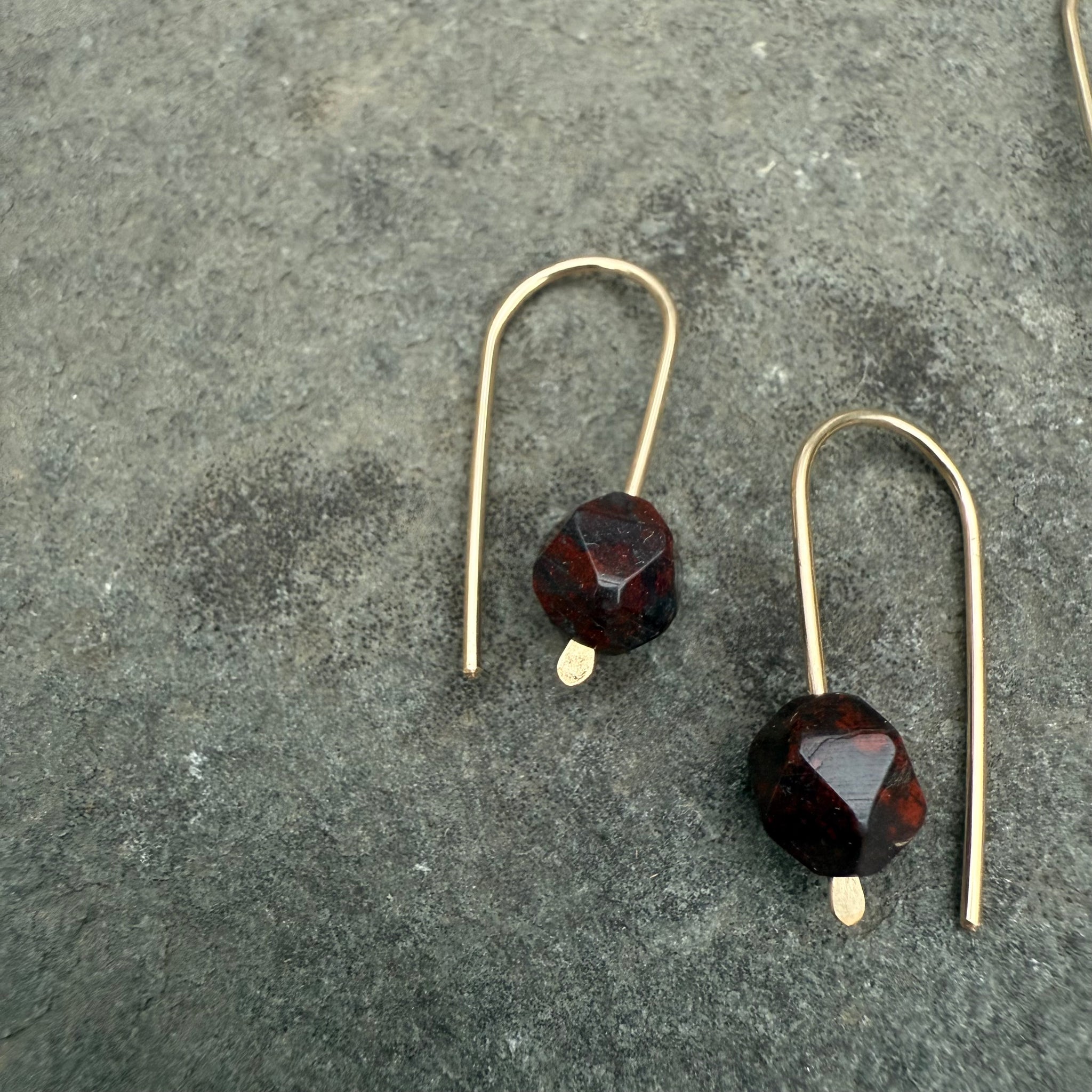 Simple Drop Gold Fill Earrings with Stone Bead by Jovy Rockey