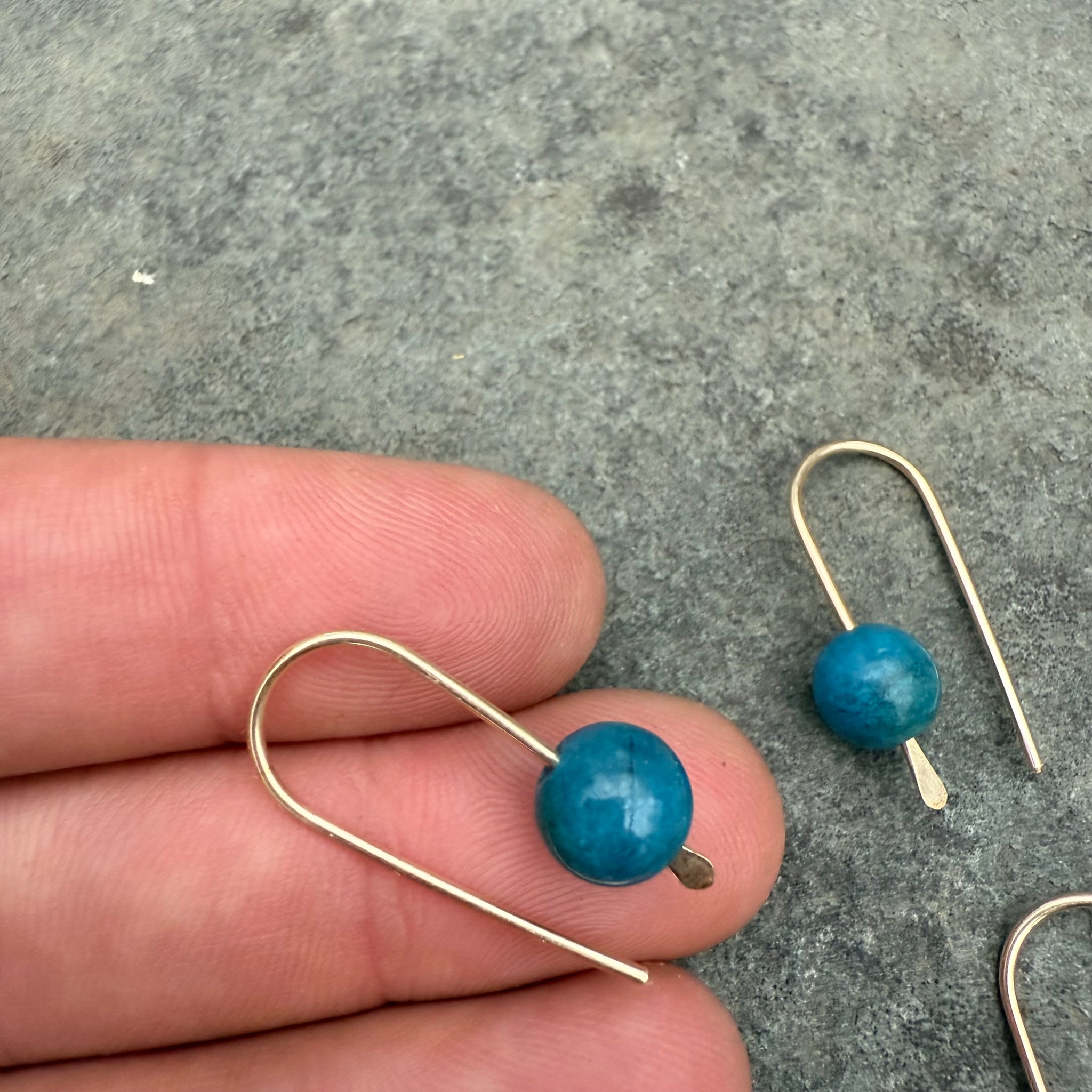 Simple Drop Gold Fill Earrings with Stone Bead by Jovy Rockey