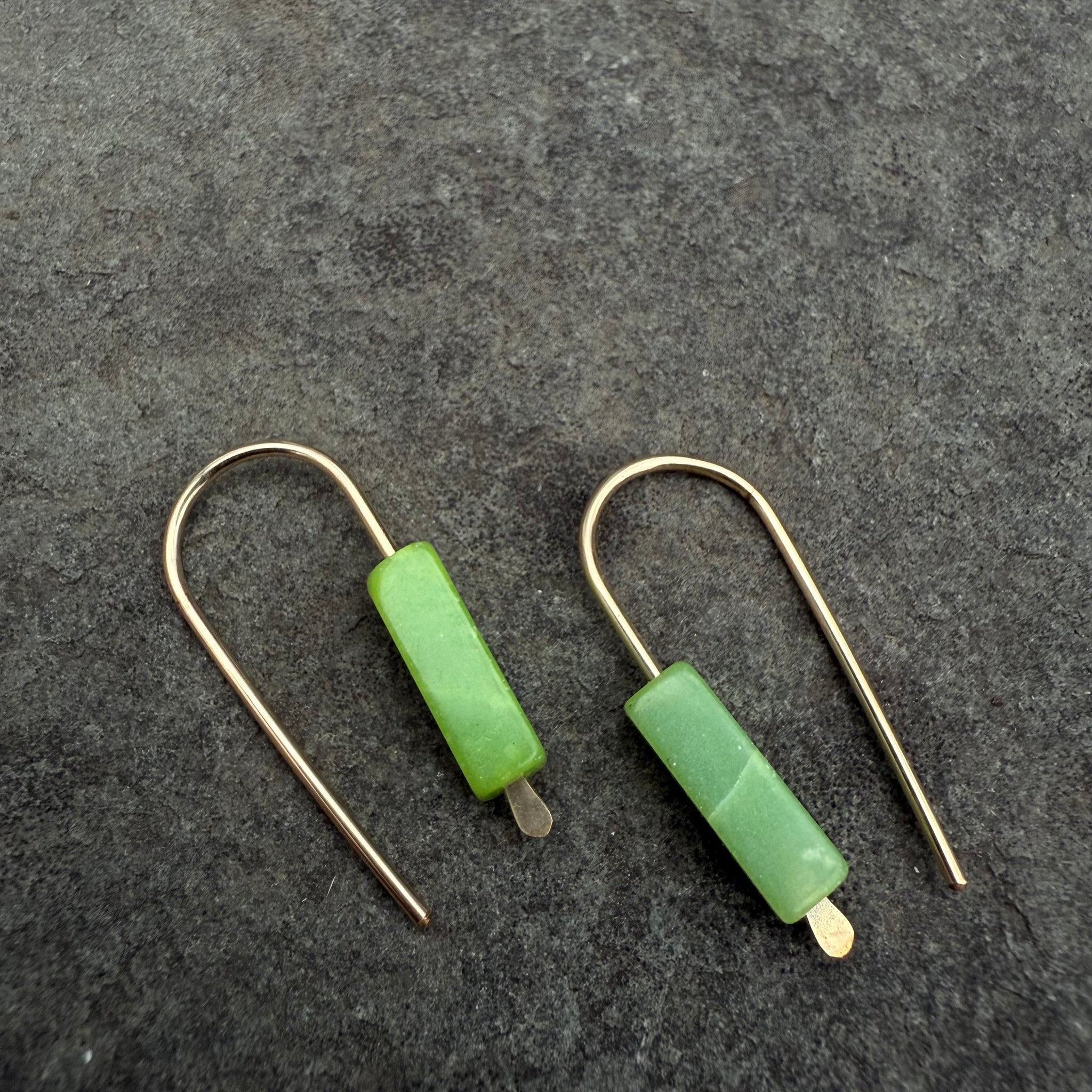 Simple Drop Gold Fill Earrings with Stone Bead by Jovy Rockey