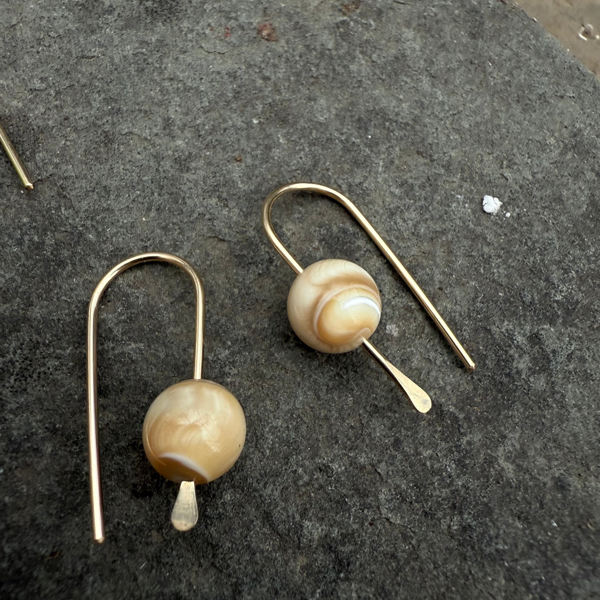 Simple Drop Gold Fill Earrings with Stone Bead by Jovy Rockey