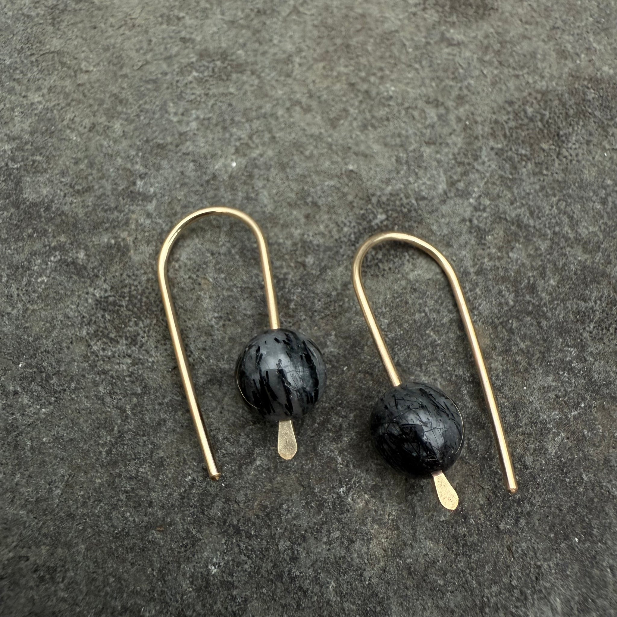 Simple Drop Gold Fill Earrings with Stone Bead by Jovy Rockey