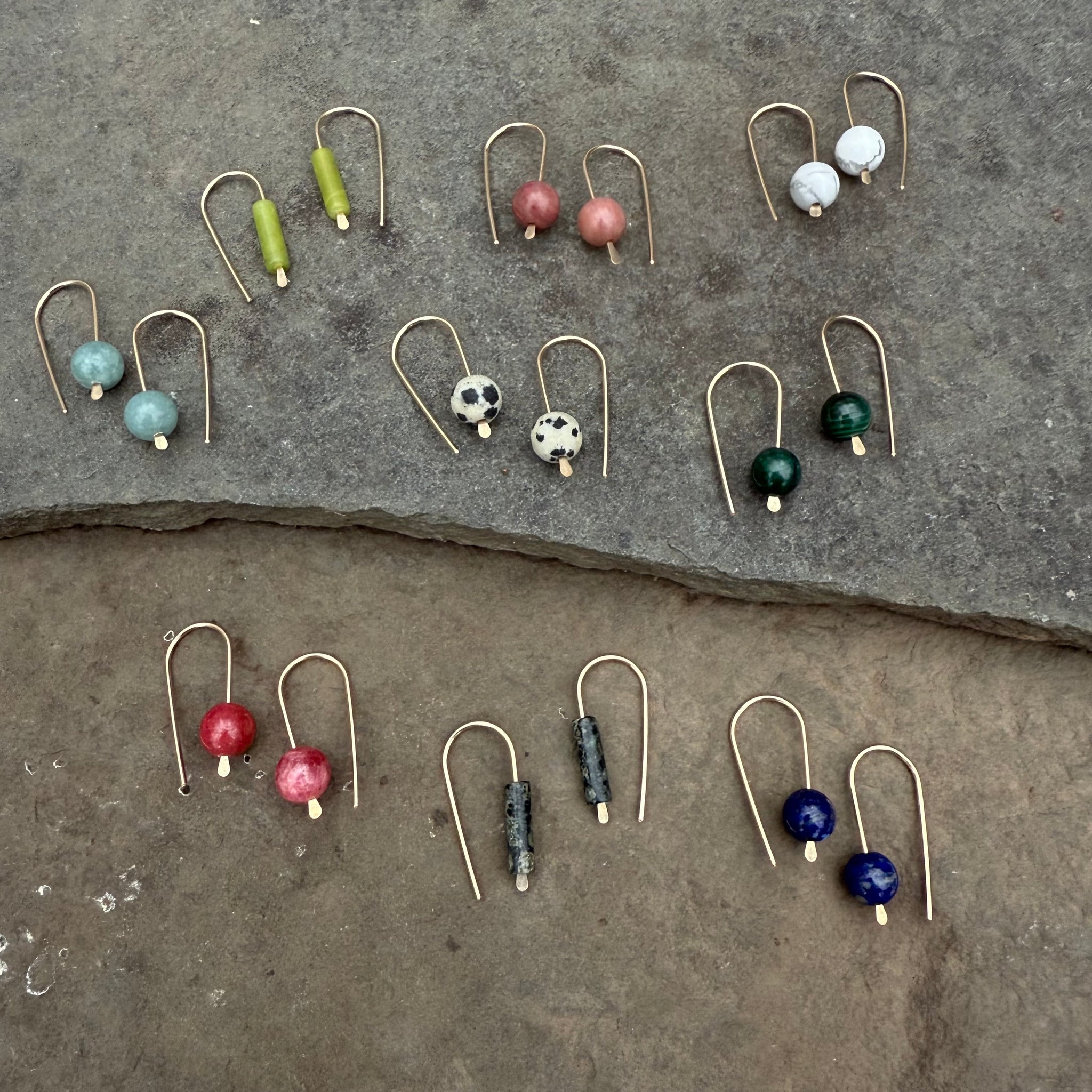 Simple Drop Gold Fill Earrings with Stone Bead by Jovy Rockey