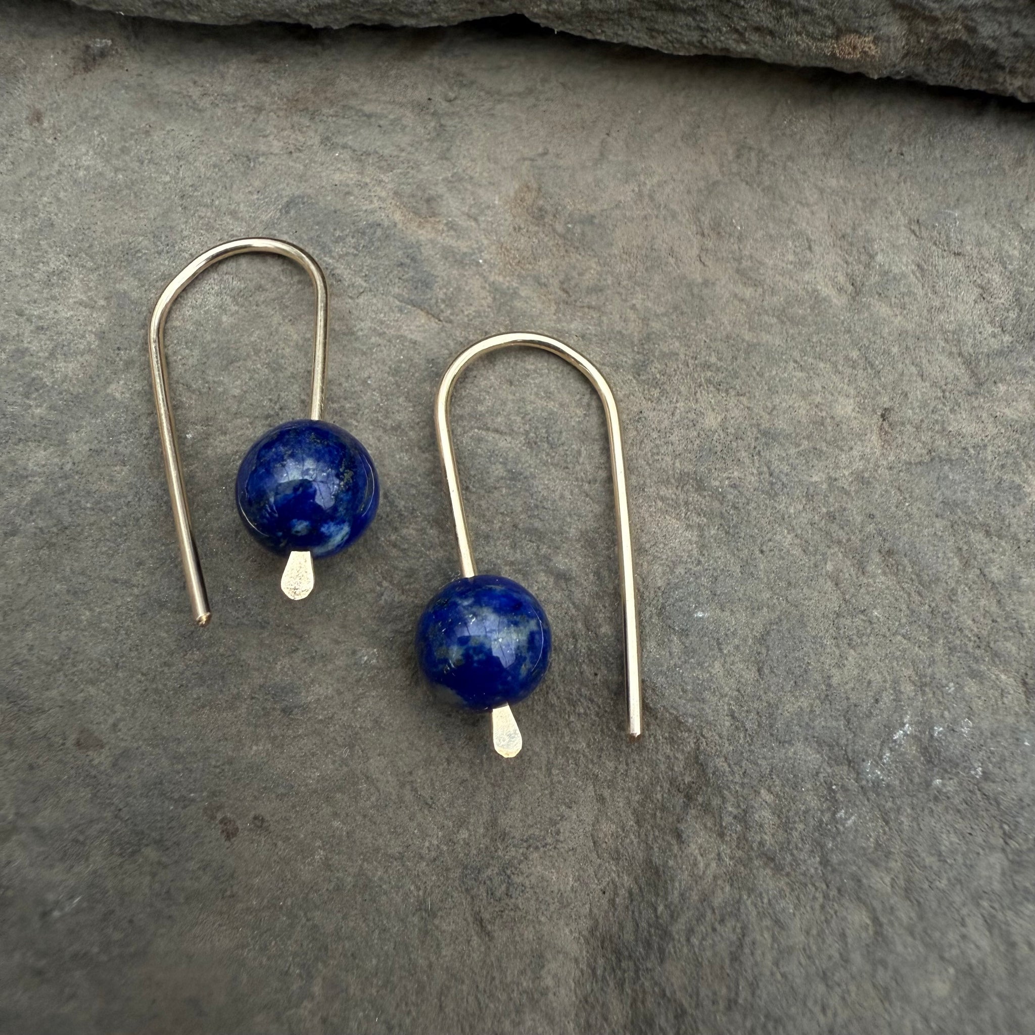 Simple Drop Gold Fill Earrings with Stone Bead by Jovy Rockey