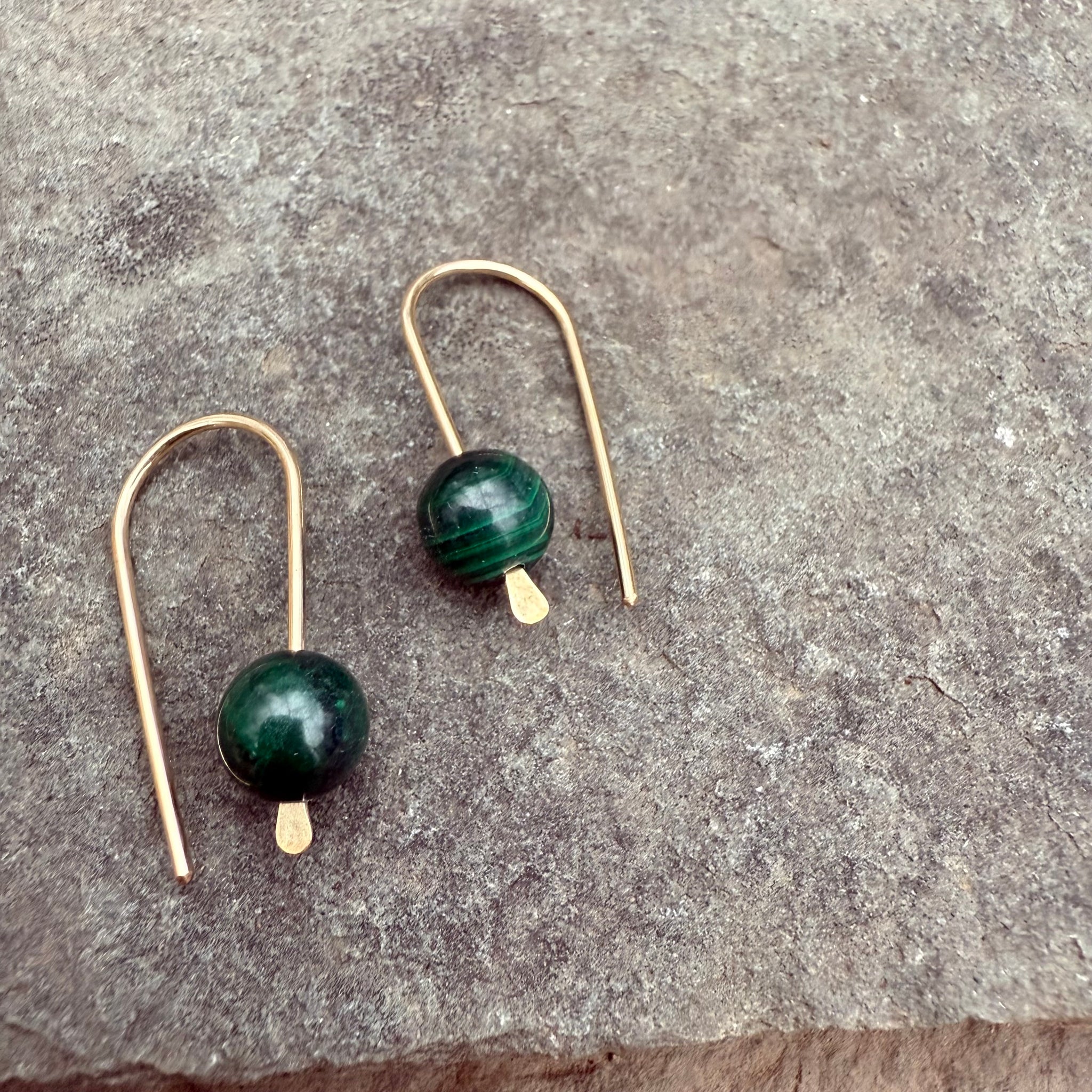 Simple Drop Gold Fill Earrings with Stone Bead by Jovy Rockey