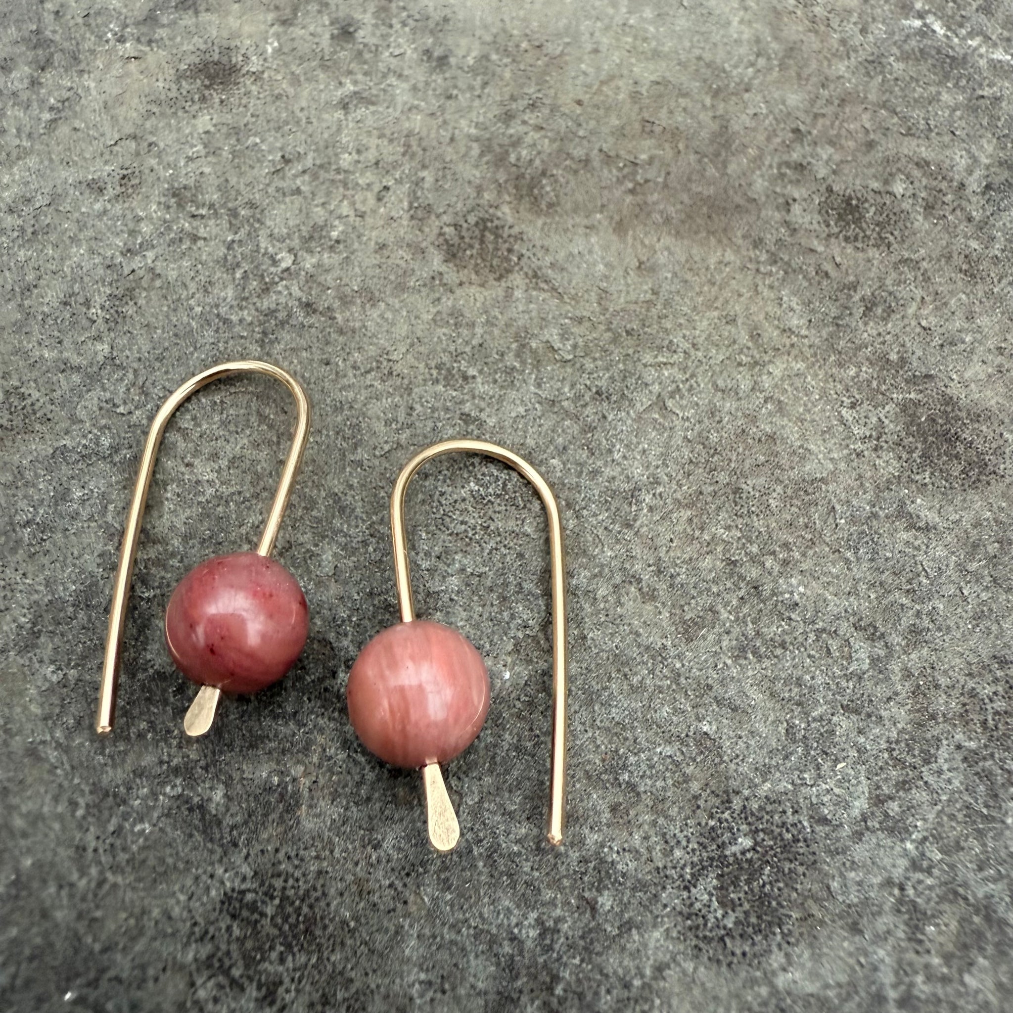 Simple Drop Gold Fill Earrings with Stone Bead by Jovy Rockey