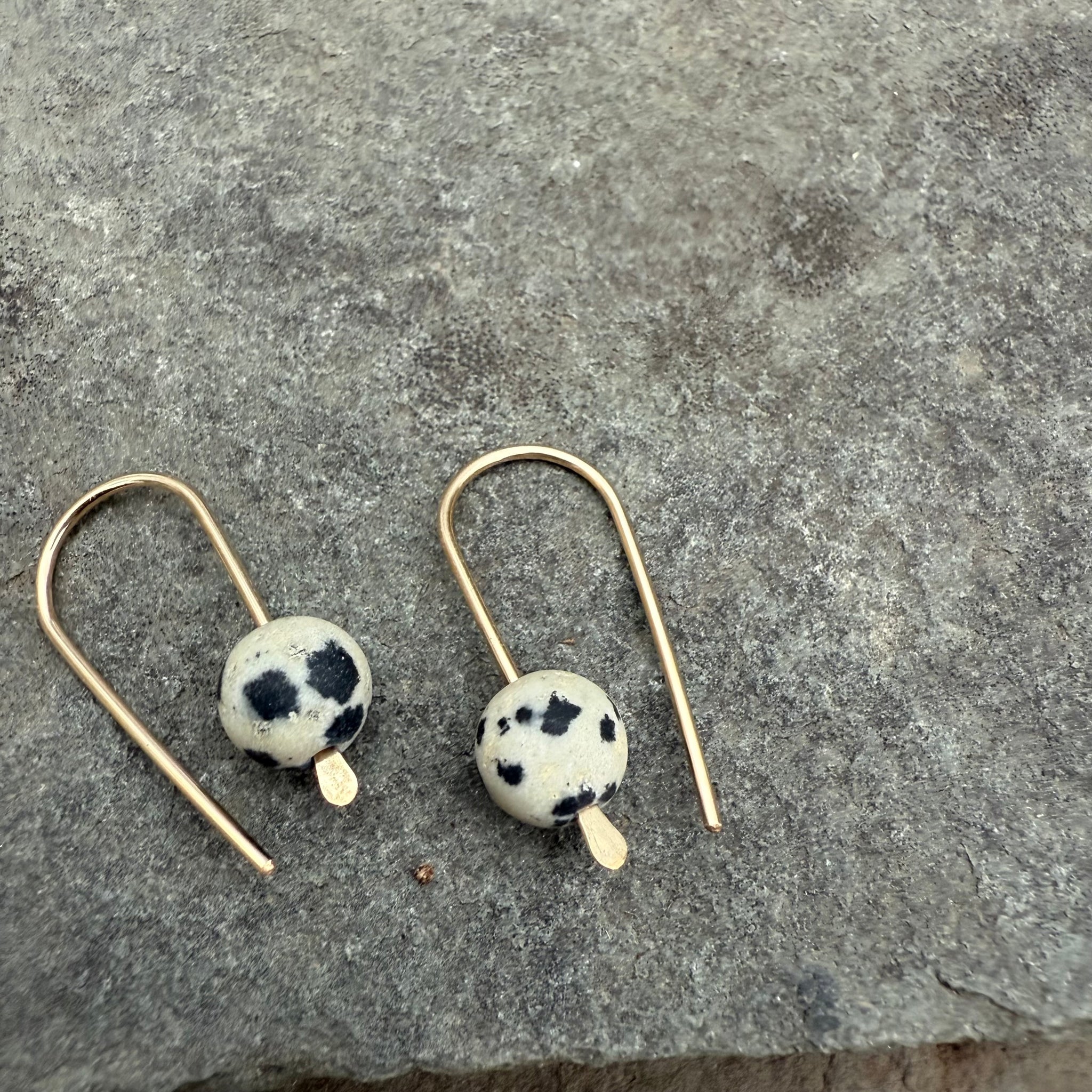 Simple Drop Gold Fill Earrings with Stone Bead by Jovy Rockey