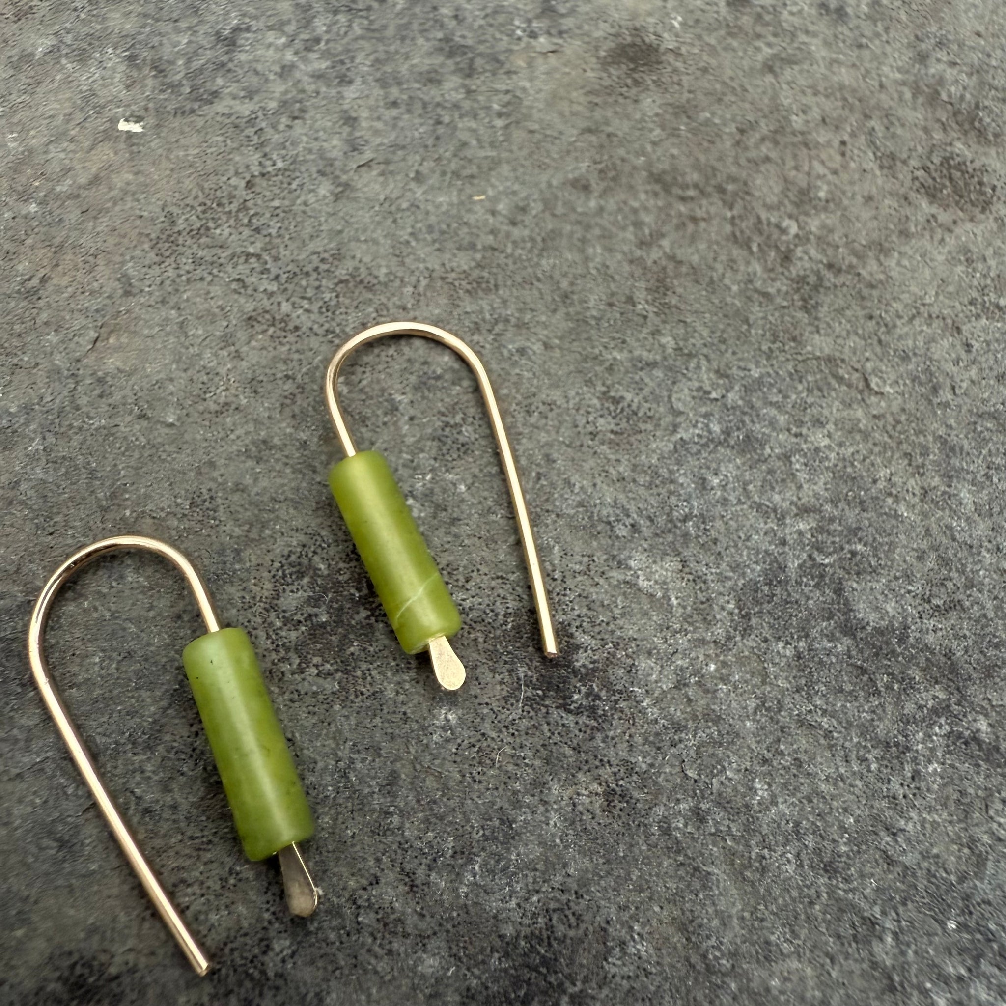 Simple Drop Gold Fill Earrings with Stone Bead by Jovy Rockey