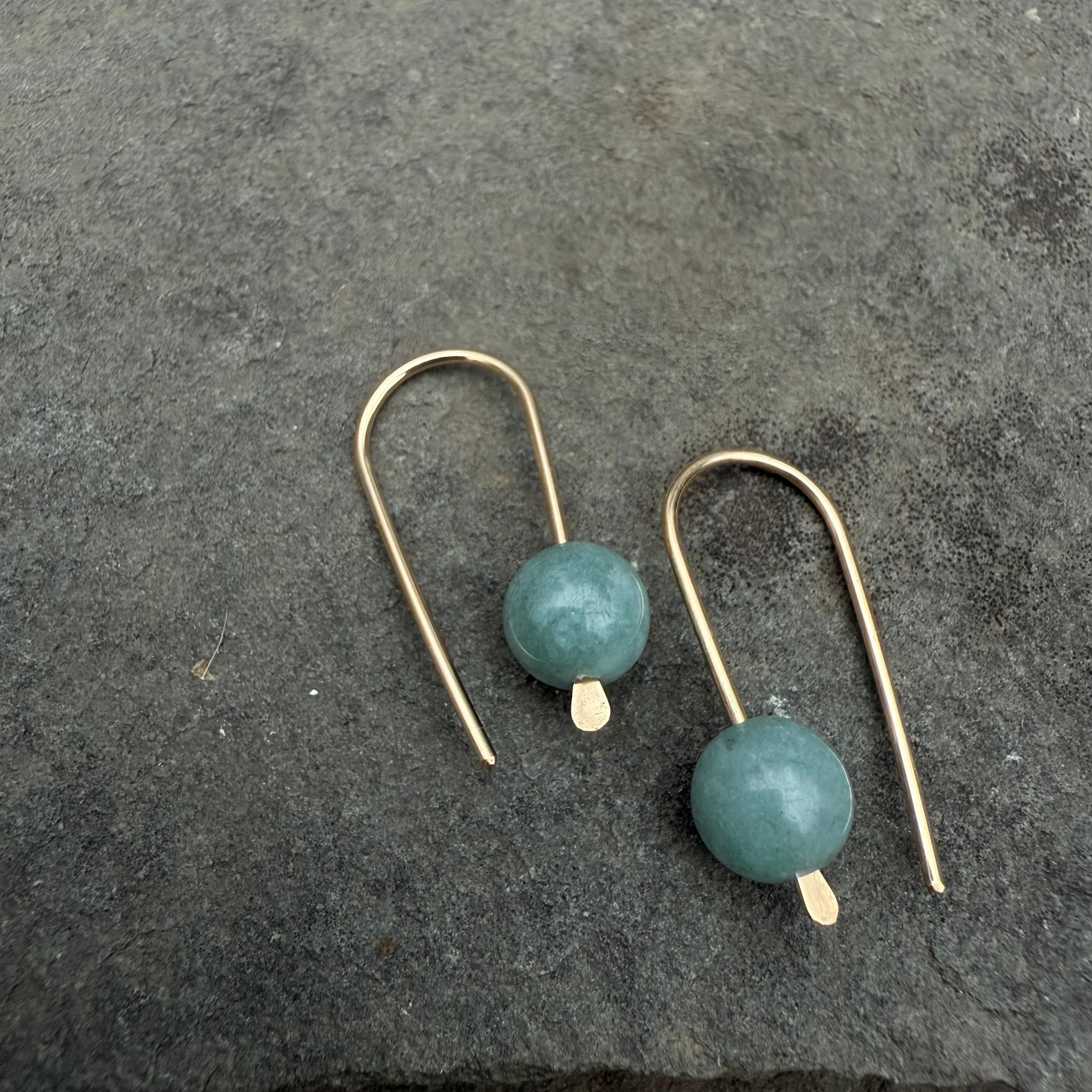 Simple Drop Gold Fill Earrings with Stone Bead by Jovy Rockey