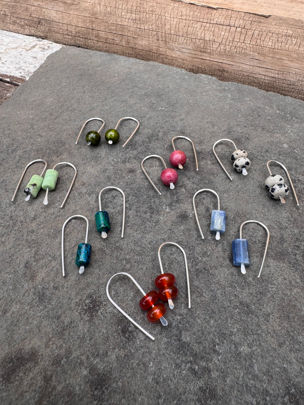 Simple Drop Sterling Earrings with Stone Bead by Jovy Rockey
