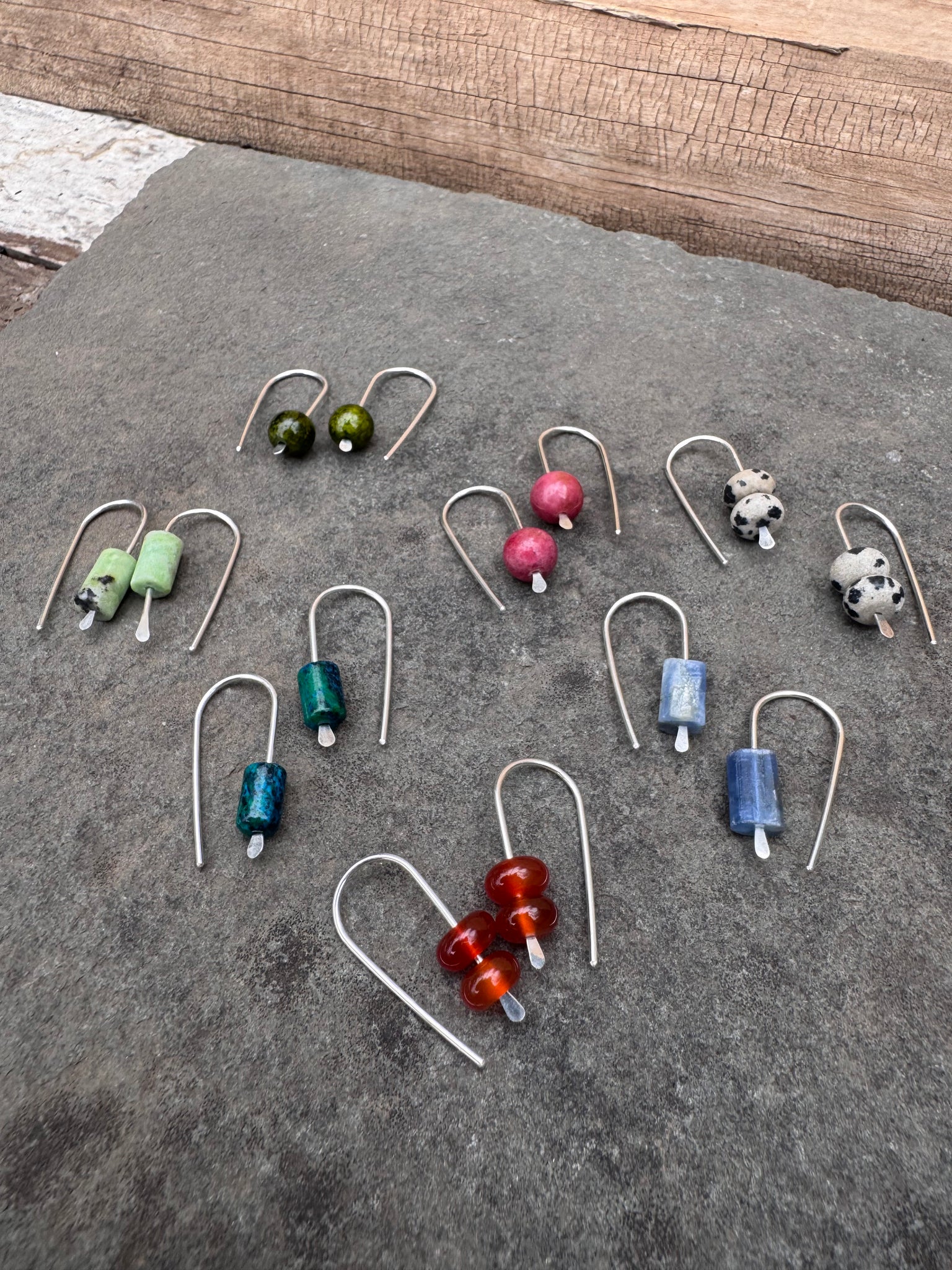 Simple Drop Sterling Earrings with Stone Bead by Jovy Rockey