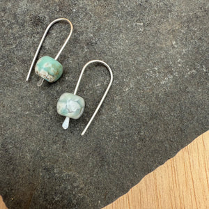Simple Drop Sterling Earrings with Stone Bead by Jovy Rockey