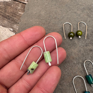 Simple Drop Sterling Earrings with Stone Bead by Jovy Rockey
