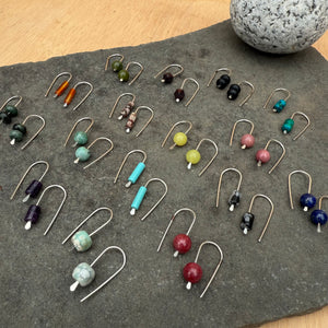 Simple Drop Sterling Earrings with Stone Bead by Jovy Rockey