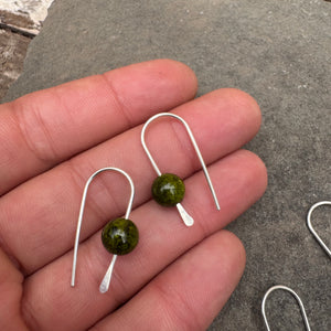 Simple Drop Sterling Earrings with Stone Bead by Jovy Rockey