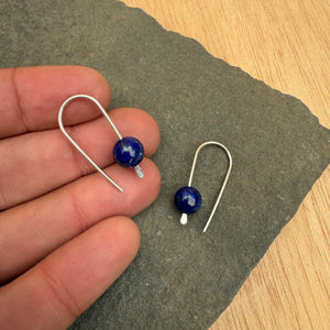 Simple Drop Sterling Earrings with Stone Bead by Jovy Rockey