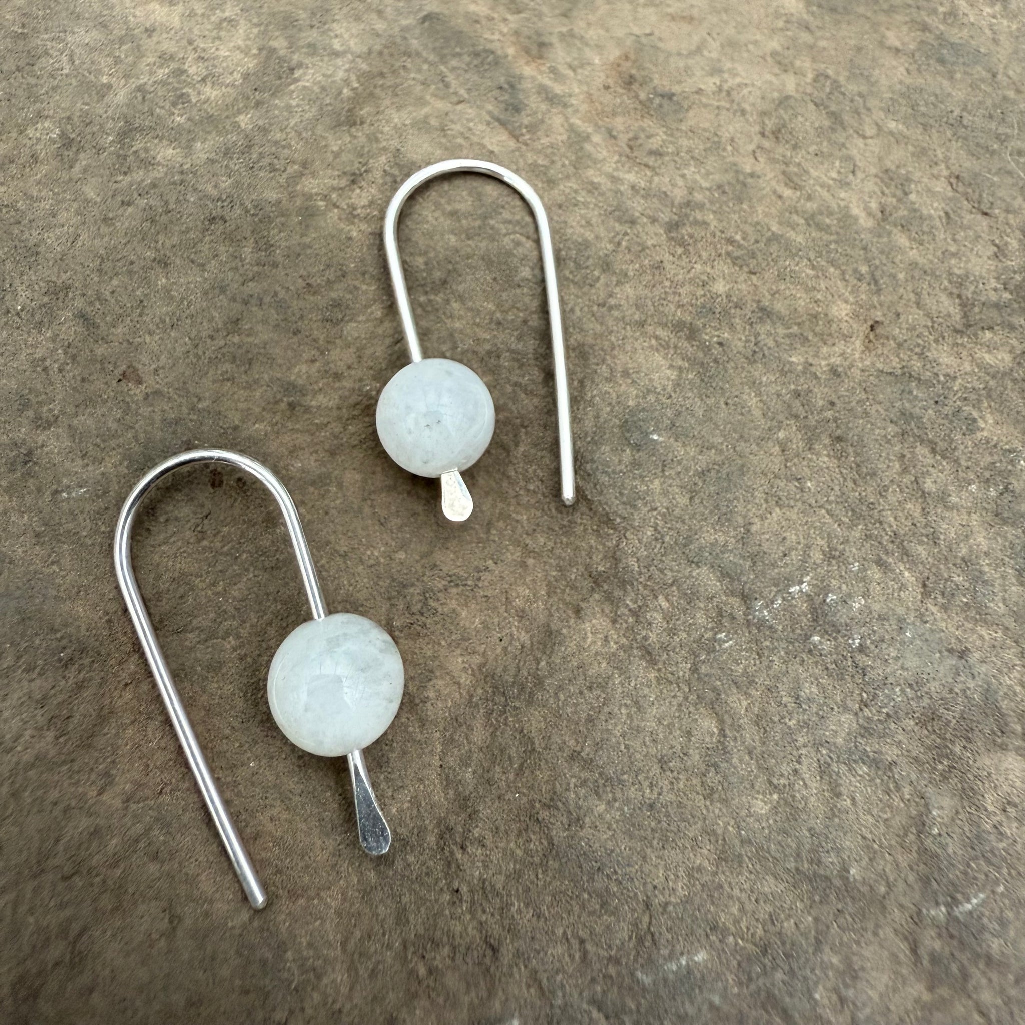 Simple Drop Sterling Earrings with Stone Bead by Jovy Rockey