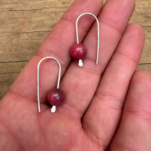 Simple Drop Sterling Earrings with Stone Bead by Jovy Rockey