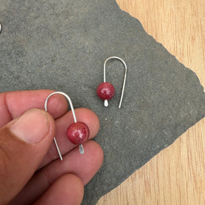 Simple Drop Sterling Earrings with Stone Bead by Jovy Rockey